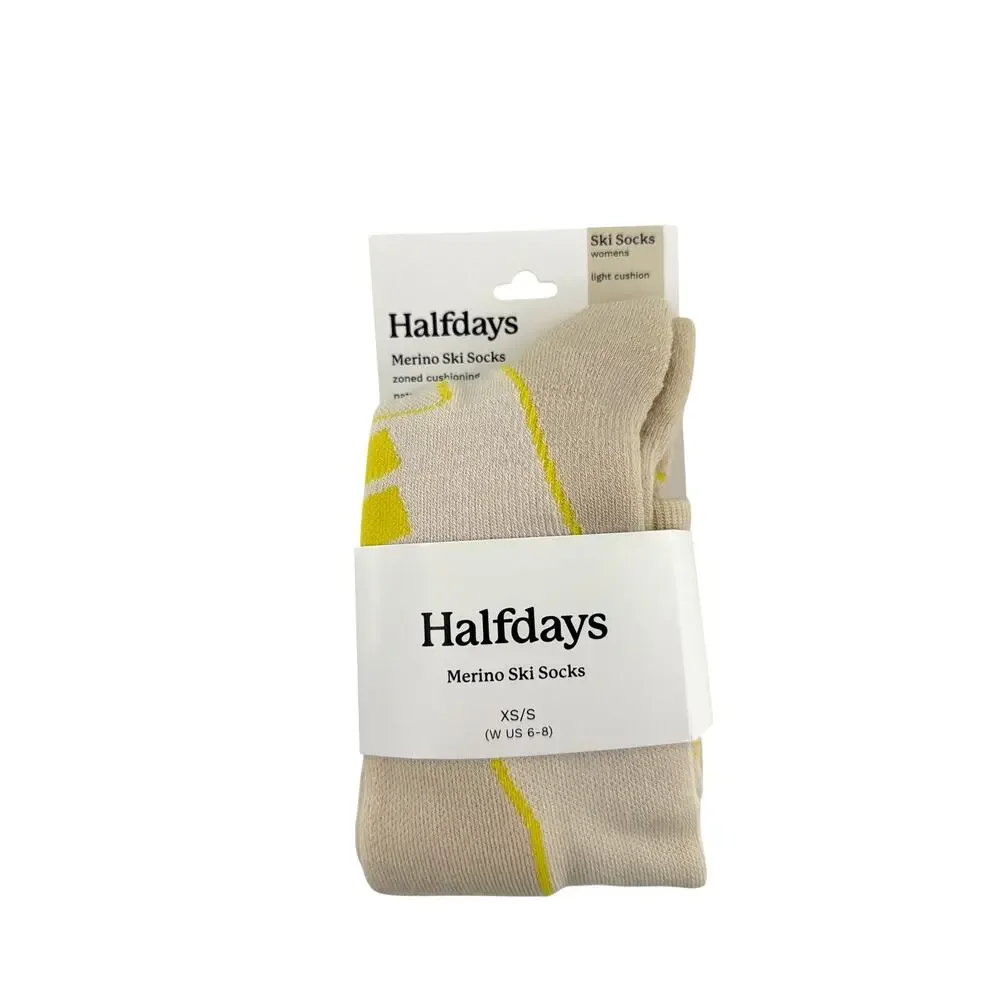 Halfdays Oatmilk Lightning Merino Light Cushion Ski Socks Size XS/S
